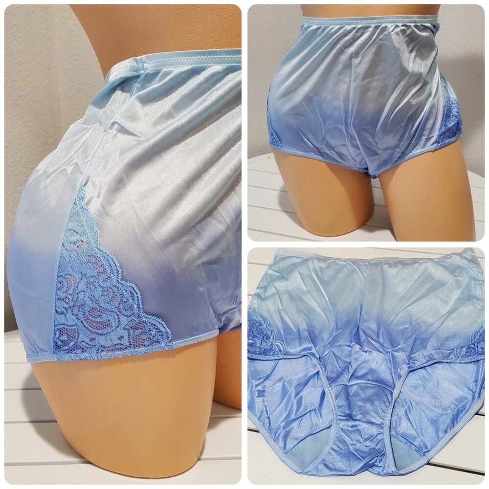 Shadowline 17082 Full Cut Brief Nylon Lace Full Cut Panty Ombre Cloud Blue 7/L